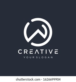 Initial WO logo design modern monogram and elegant with circle concept. logo the letter WD in the form of abstract line art. symbol for technology digital. - VECTOR