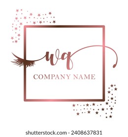 Initial WQ calligraphy company eye and eyelash handwriting