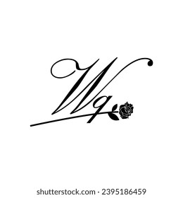 Initial WQ handwriting flower typography ornament modern