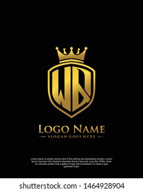 initial WQ letter with shield style logo template vector
