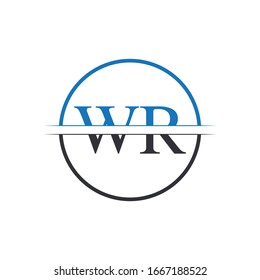 Logotipo vinculado a la carta WR inicial. Plantilla de vector de diseño de logotipo WR de carta creativa