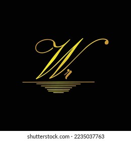 Initial WR logo signature elegant gold element