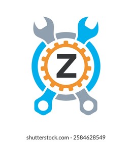 Initial Wrench Logo Combine With Letter Z Vector Template