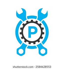 Initial Wrench Logo Combine With Letter W Vector Template