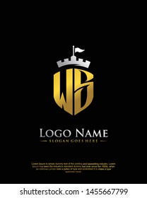 initial WS letter with shield style logo template vector