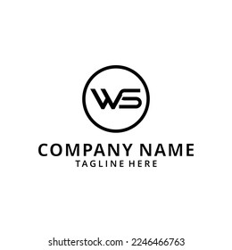 initial  WS  letters looping linked circle logo black
