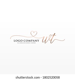 Monograma inicial de belleza WT y diseño elegante de logotipo, logotipo de escritura a mano de firma inicial, boda, moda, floral y botánica con plantilla creativa.