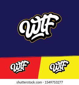 Initial WTF Logotype Handlettering Typography Vector Concept