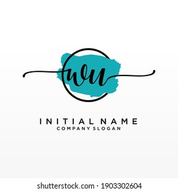 Initial WU beauty monogram and elegant logo design, handwriting logo of initial signature, wedding, fashion, floral and botanical with creative template.