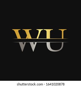 Initial WU Letter Linked Logo. Creative Letter WU Logo Design Vector Template