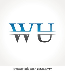Initial WU Letter Linked Logo. Creative Letter WU Logo Design Vector Template