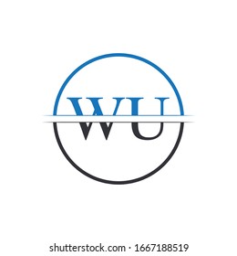Initial WU Letter Linked Logo. Creative Letter WU Logo Design Vector Template