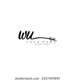 Initial WU logo handwriting floral typography ornament