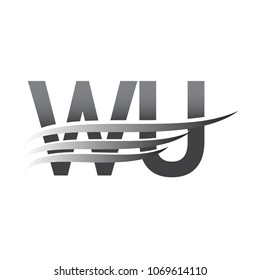 Initial WU wing logo, grey color vector logotype, logo for company name business and company identity.