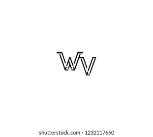 Initial WV Letter Linked Stylish Linear Monogram Modern Creative Logotype