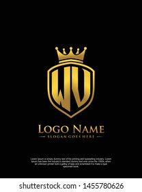 initial WV letter with shield style logo template vector