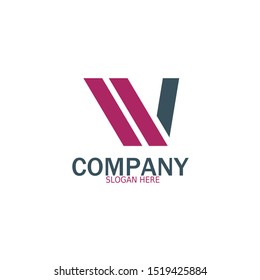 Initial WV Logo monogram design template. Simple shape style modern logo.