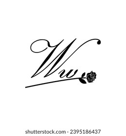 Ornamento de tipografía de flores de escritura de WW inicial moderno