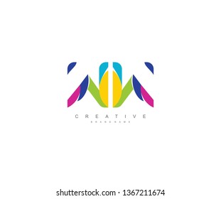 Initial WW letter abstract modern colorful liquid minimalist logo