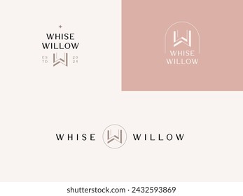  Initial WW for Whise Willow Lady Preneur Logo Template for businesswoman