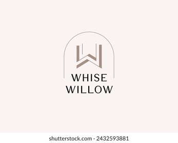  Initial WW for Whise Willow Lady Preneur Logo Template for businesswoman
