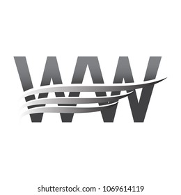 Initial WW wing logo, grey color vector logotype, logo for company name business and company identity.