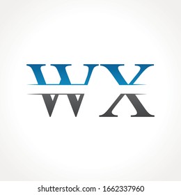 Logo Vinculado a la carta WX inicial. Plantilla de vector de diseño de logotipo WX de carta creativa
