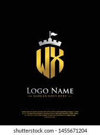 initial WX letter with shield style logo template vector