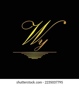 Initial WY logo signature elegant gold element