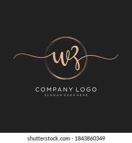 Initial WZ beauty monogram and elegant logo design, handwriting logo of initial signature, wedding, fashion, floral and botanical with creative template.