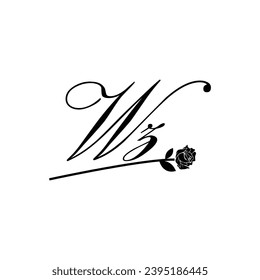 Initial WZ handwriting flower typography ornament modern