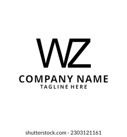 Initial WZ Letter Logo Design Template Vector