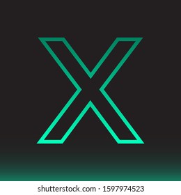 Initial X Abstract Minimal Premium Light Cyan Gradient Logo Icon Black Background Isolated