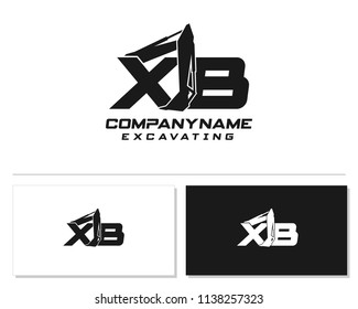 Initial X B excavator logo concept vector with arm excavator template vector.