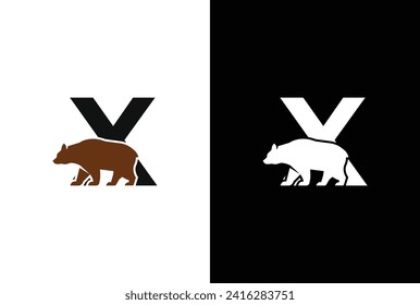 Initial X Bear logo. Bear Abstract X letter with bear logo design and modern emblem unique logo design.