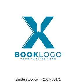Diseño inicial del logotipo del libro X. Usable para la educación, negocios y logotipos de construcción. Elemento de plantilla Ideas de diseño de logotipo de vectores planos