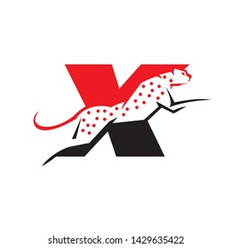 Initial X cheetah logo template vector illustration
