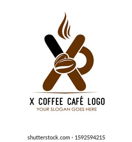 Initial X Coffee Cafe Equipment Simple and Minimalist Logo Template on White Background
