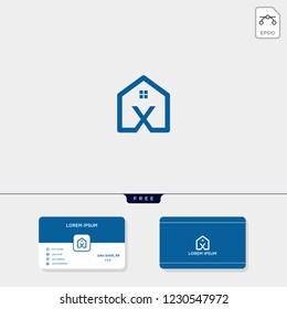 initial x creative logo template, minimalist logo for real estate corporate. vector illustration, business card design template include