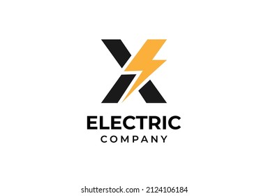 Logotipo inicial de X Electric, letra X con combinación de pernos de trueno