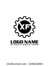 Initial X & F gear logo template vector