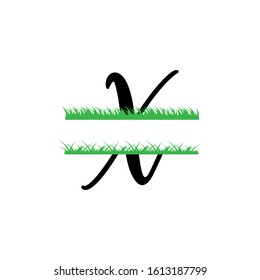 Initial x grass monogram split letter vector isolated