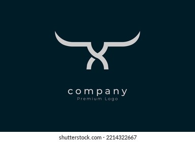 Initial X horn Logo, minimalist letter X with horn design logo, vector illustration