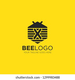 initial x letter bee logo vector illustration design template