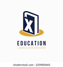Initial X Letter with Book Icon for E Book, Library, Education, Book Store Business Logo Idea Template