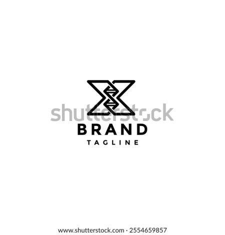 Initial X Letter DNA Strain Logo Design. DNA Strain In Initial Letter X Logo Design.