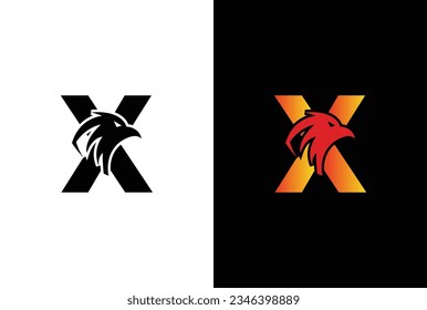 Initial X Letter Eagle Logo Icon with Creative Eagle Head Vector. X Letter Eagle Logo Illustration Design.
