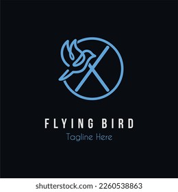 Carta X inicial y Flying Blue Bird Restaurant, Cafe, Digital, Technology Business Logo Idea Template