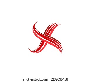 Initial X Letter Green Shape Swoosh Wave Flying Wing Logotype