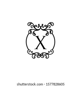 Initial X letter luxury beauty flourishes ornament monogram logo